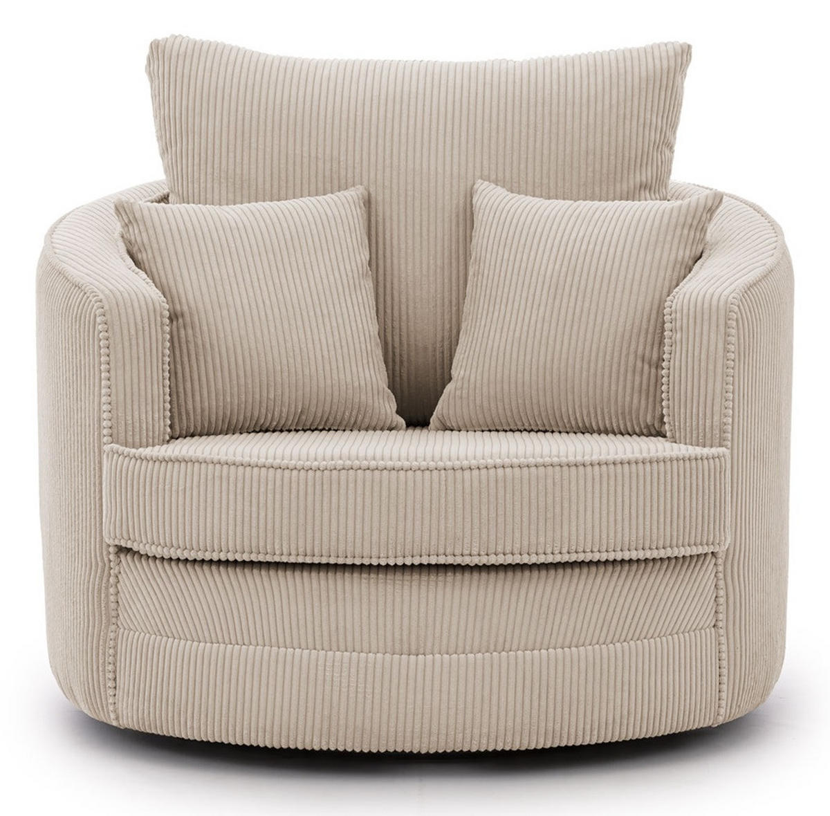 DREHSESSEL Ted aus Beige Cord-Stoff - Beige/Schwarz, Holz/Textil (107/94/100cm) - S-Style Möbel