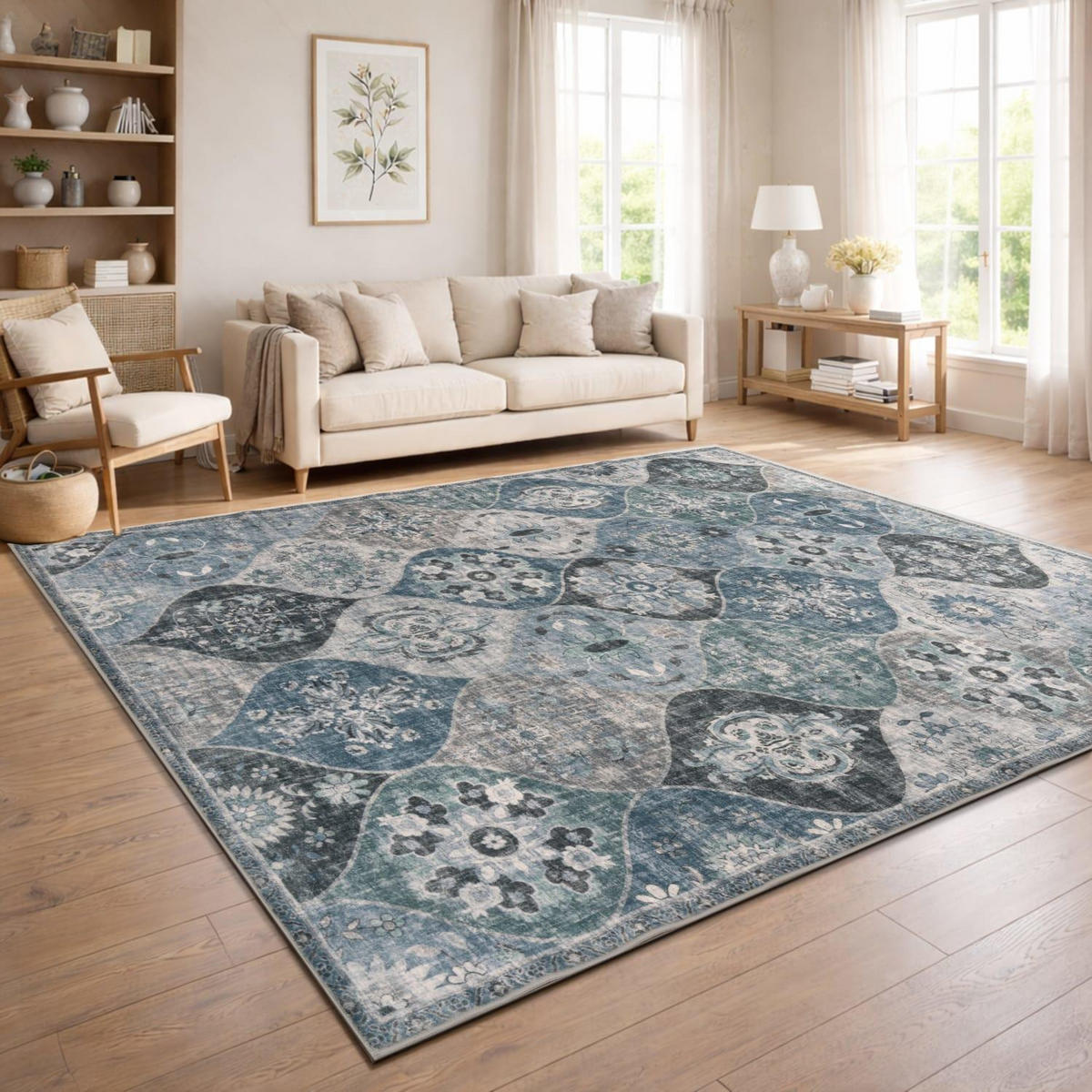 KURZFLOR-TEPPICH SEMER 421 TÜRKIS 200X280 - Türkis, Textil (200/280cm) - Paco Home