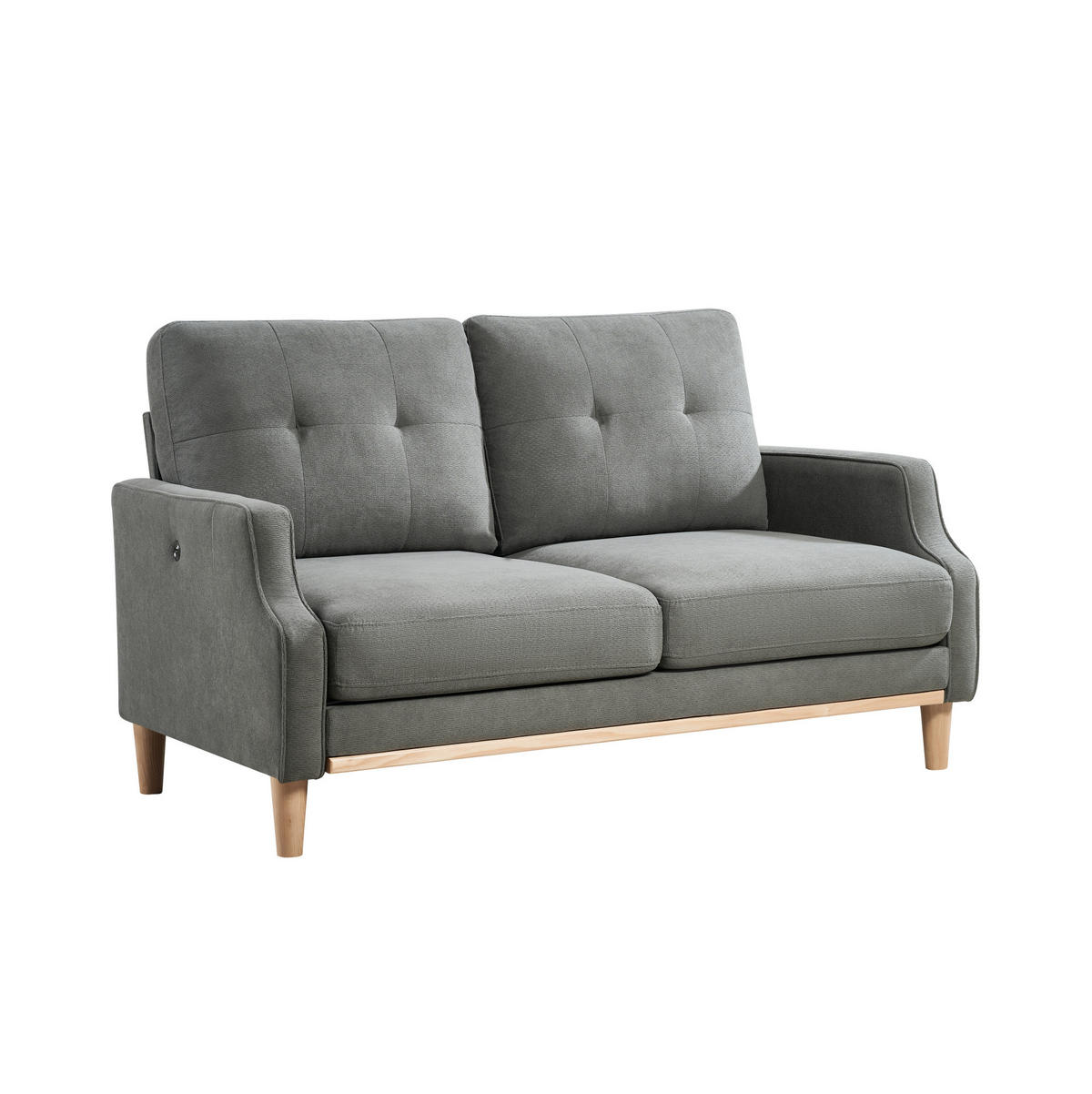 SOFA 2-Sitzer mit USB-Anschluss Stoff Dark Gray - Dunkelgrau, Holzwerkstoff (135/85/72cm) - Meubliv