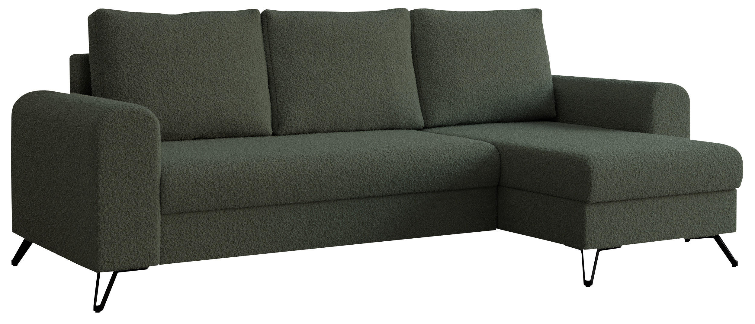 ECKSOFA Hugo Boucle Grün - Schwarz/Grün, Textil/Metall (242/140cm) - MKS