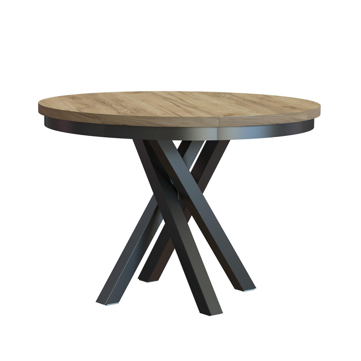 ESSTISCH CHRIS - Honigeiche/Schwarz, Holzwerkstoff (100/100/77cm) - Meblini