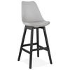 BARHOCKER Kunstleder Eichenholzbeine Sitzhöhe 75cm Skandi-Stil MIRANOX, Grau-Schwarz 56x48x112 cm - Schwarz/Grau, Eichenholz/Kunststoff (48/112/56cm) - KADIMA DESIGN