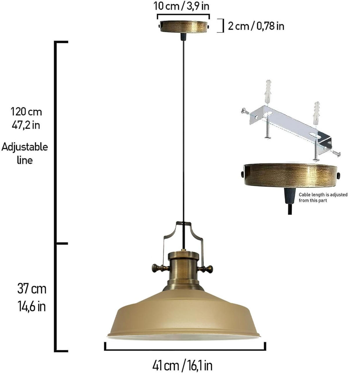 PENDELLEUCHTE Asletl 40/30 cm - Beige, Metall (30/40/36cm) - Bamyum