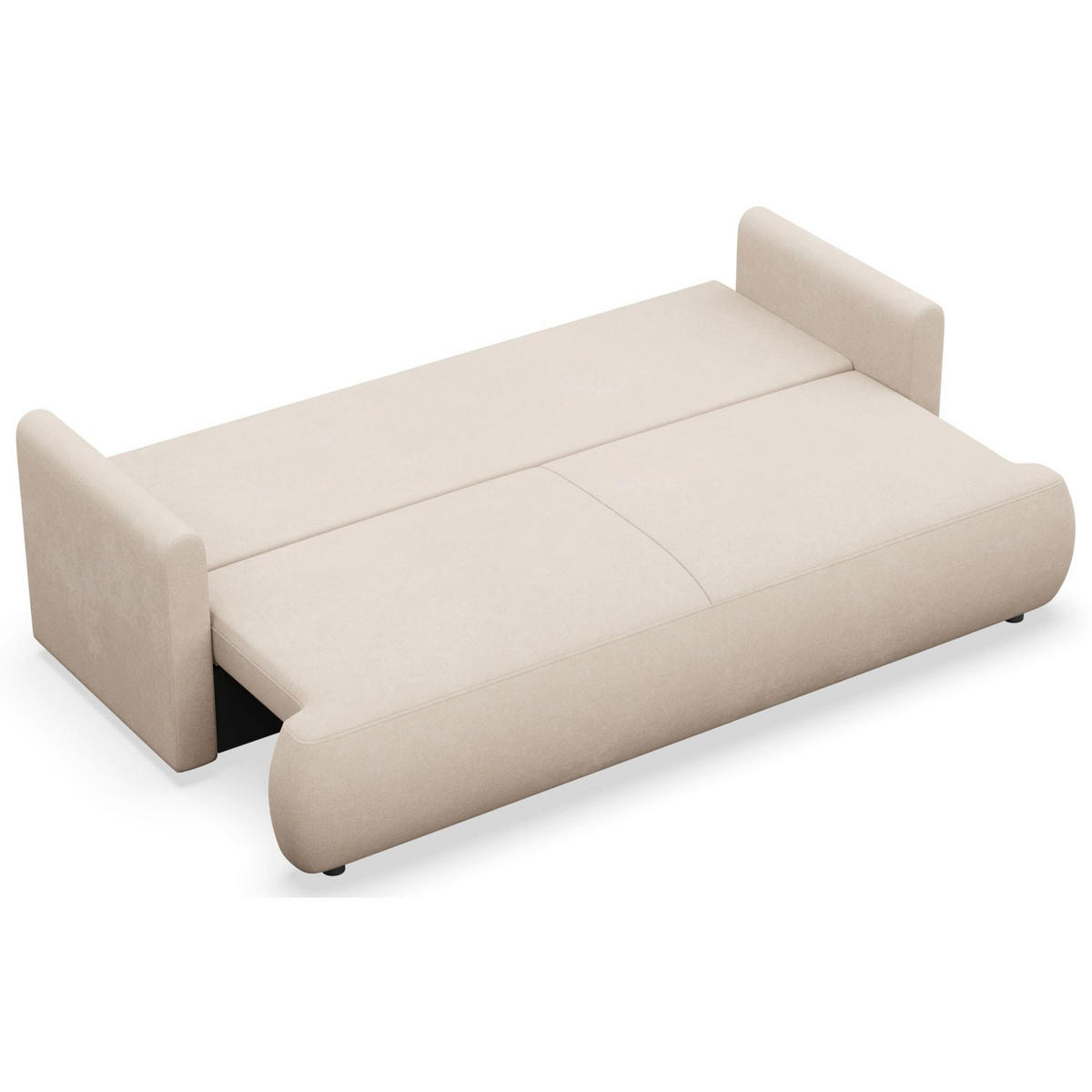 3-SITZER SOFA Ovo Mini Creme Chenille Easy-Clean, creme - Creme/Schwarz, Kunststoff/Textil (226/90/97cm) - Selsey