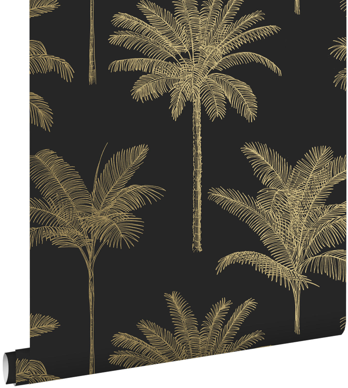 TAPETE Palmen 53 cm x 10.05 m - Schwarz, Papier (53/1000cm) - ESTAhome