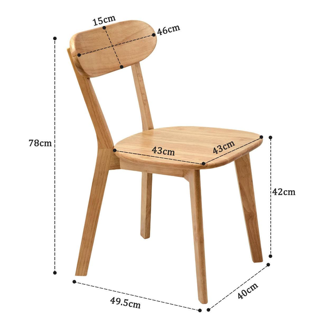 STUHL-SET 2 Stück Massivholz, DE-42428, Holzfarbe - Naturfarben, Holz (40/78/49.5cm) - ComfortXL
