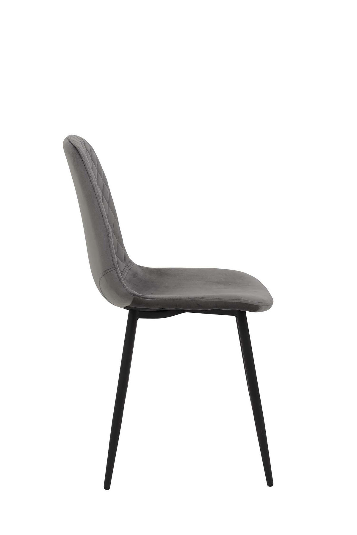 SCHALENSTUHL-SET 4 Stück Mira - Samtvelour Grau - Schwarz/Grau, Textil/Metall (44/89/53.5cm) - Hela Vertriebs GmbH