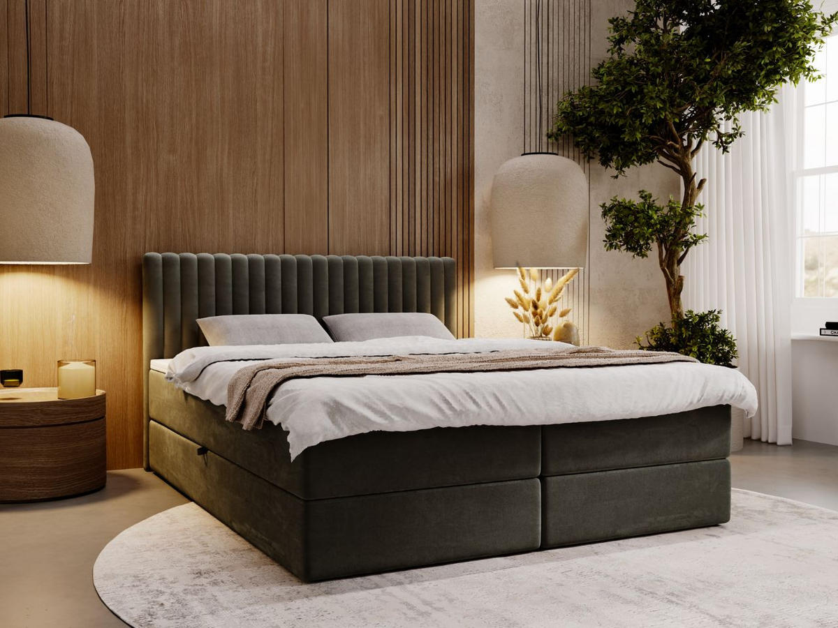 BOXBETT Marbella 200x200 Dunkelgrau - Dunkelgrau, Holz/Textil (200/200cm) - Graingold