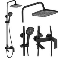 DUSCHGARNITUR Rea Storm Black Matt - Schwarz, Metall (30/136/45cm) - REA