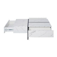 COUCHTISCH, Marmoroptik Weiß, 3 Schubladen, App-gesteuerte LED-Beleuchtung, 100/50/34,5 cm,Weiß - Weiß, Holzwerkstoff (100/50/34.5cm) - Redom