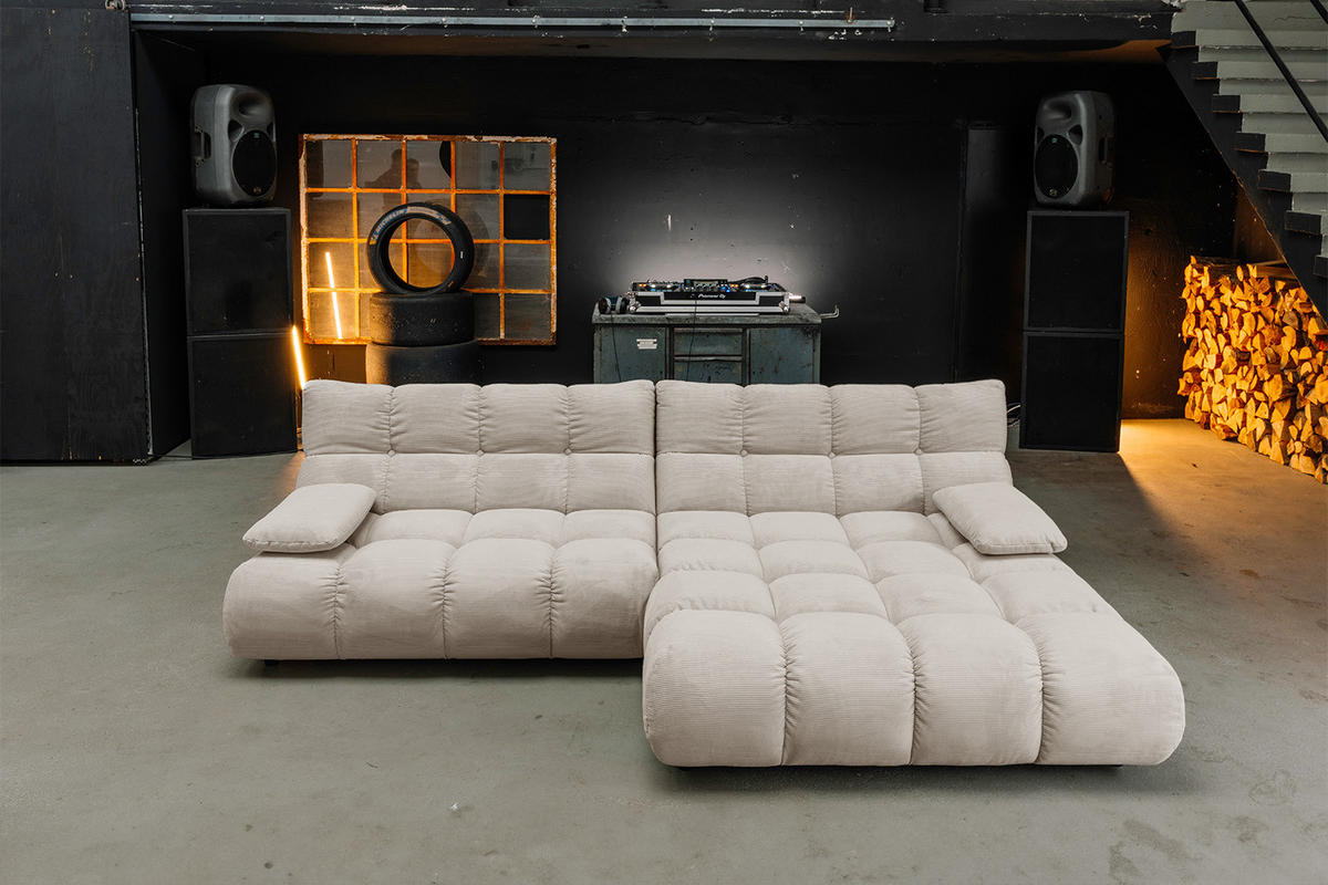 SITZGRUPPE VIVIEN 3ER SET Beige Cord - Beige, Kunststoff/Textil (359/85/510cm) - KAWOLA