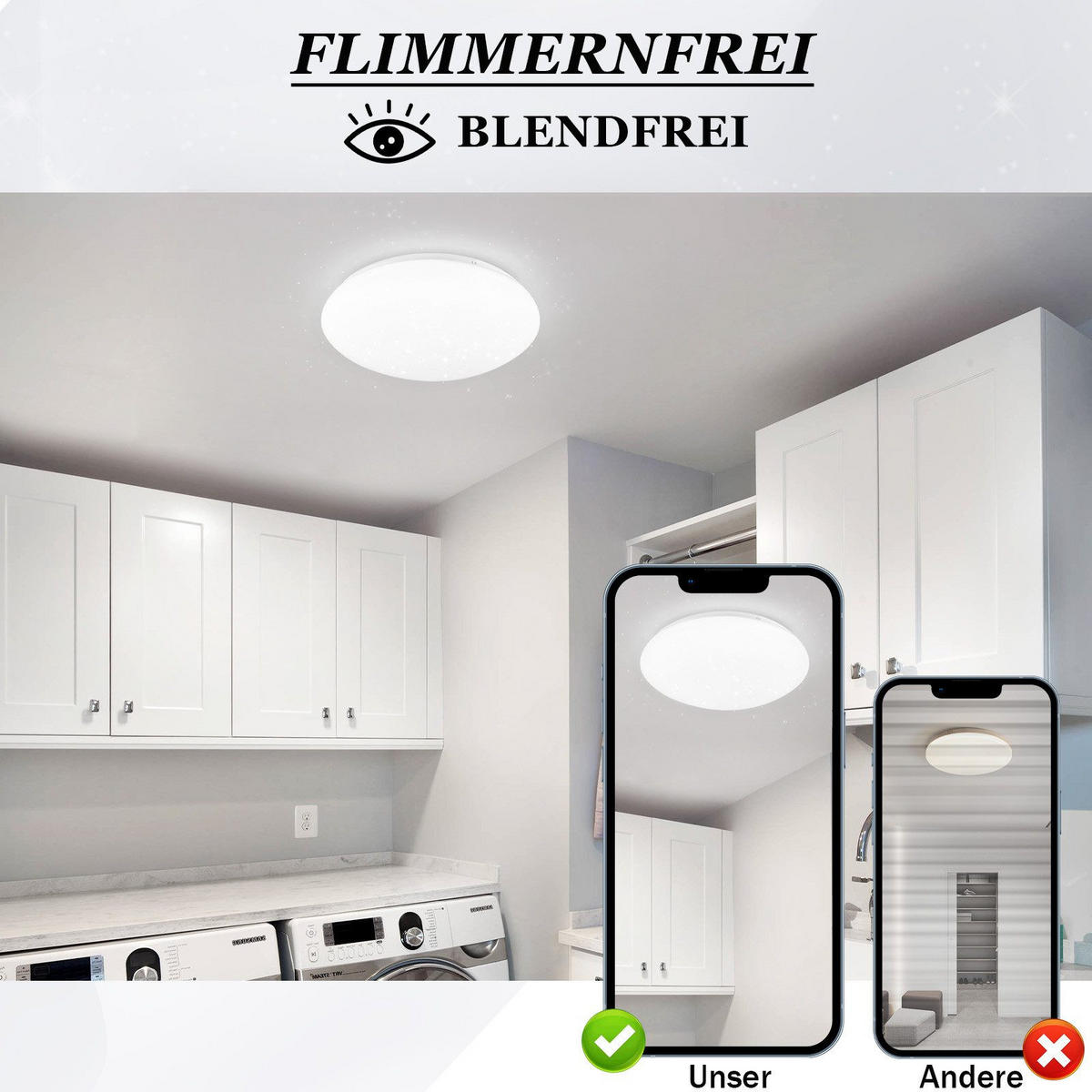 DECKENLEUCHTE LED Wohnzimmer Ø16.9CM - Weiß, Kunststoff (16/16/6.7cm) - ZMH