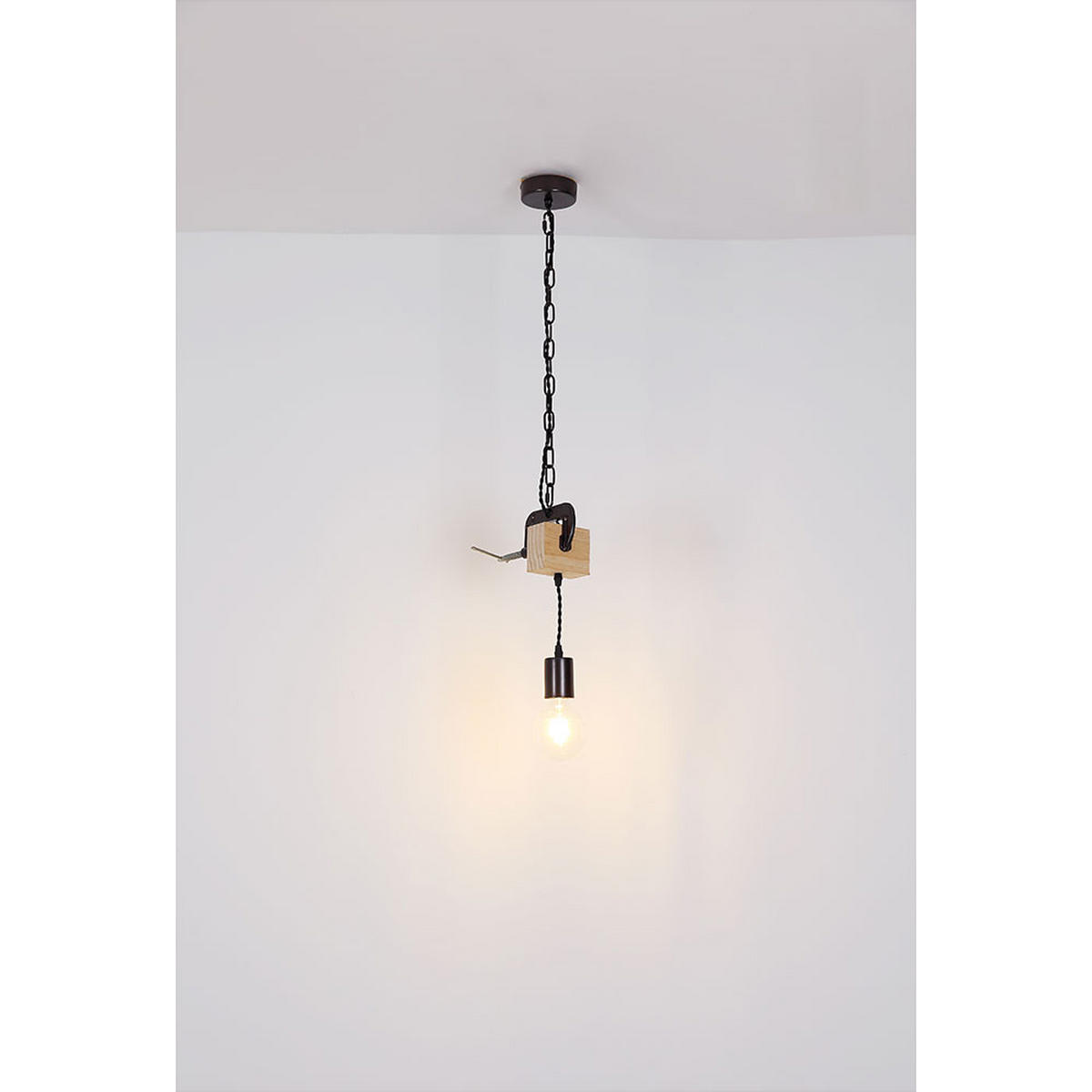 HÄNGELEUCHTE LUDI Holzoptik Braun - Braun, Holz (14/10/120cm)