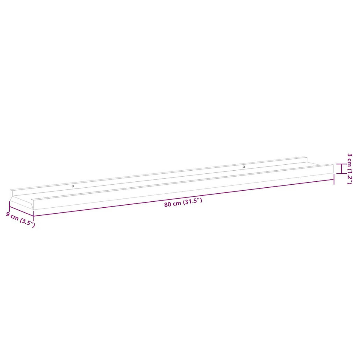 WANDREGALE 4er set Schwarz 80/9X3 Cm - Schwarz, Holzwerkstoff (80/3/9cm) - vidaXL