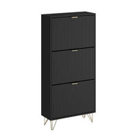 SCHUHSCHRANK Helge Schwarz 60 x 128.5 cm 3 Fächer - Schwarz, Holzwerkstoff (60/128.5/23.5cm) - Vicco