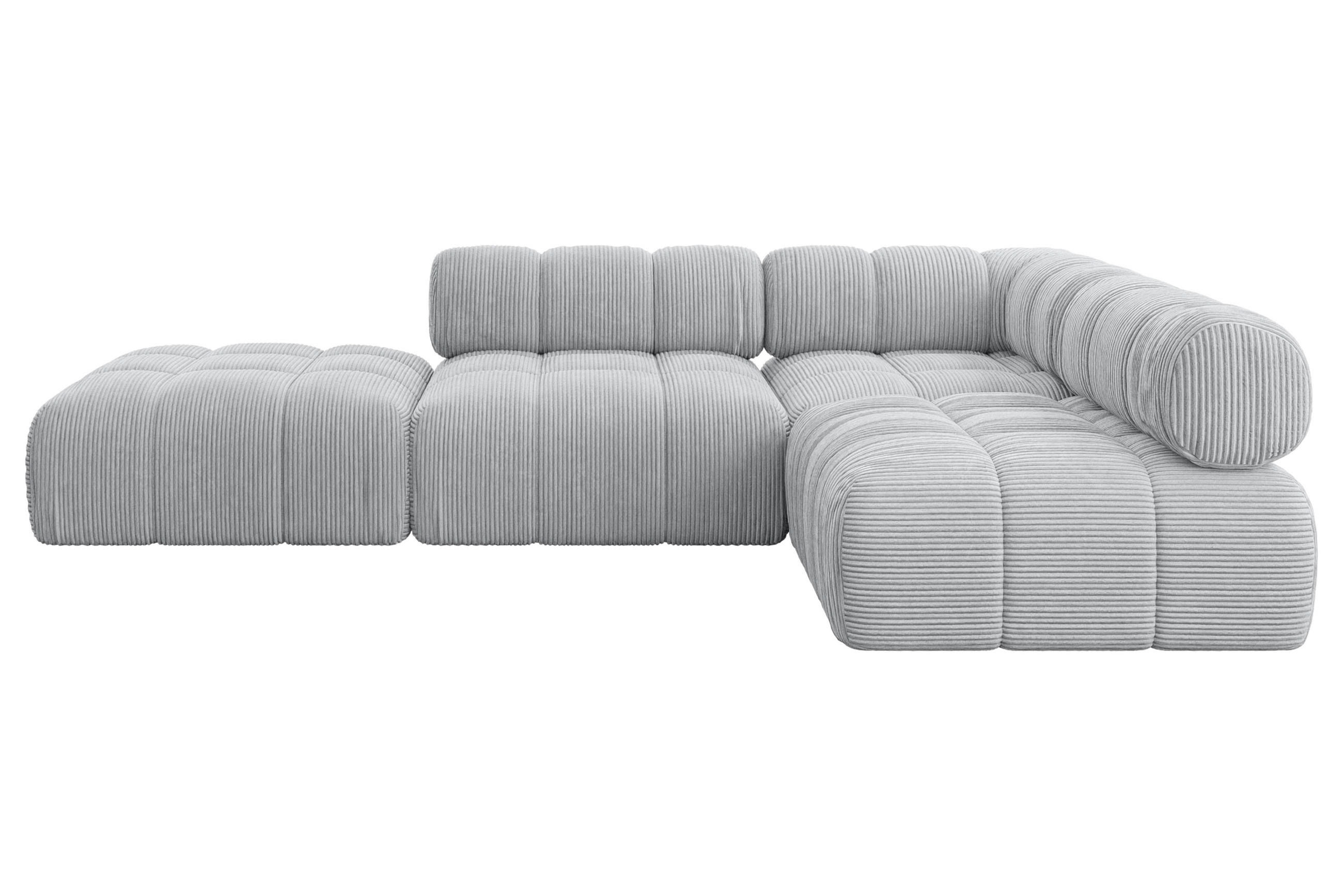 ECKSOFA modulares Sofa Favio-L1 - 285x190x70 cm Grau Cord - Grau, Holzwerkstoff/Textil (285/190cm) - ALTDECOR