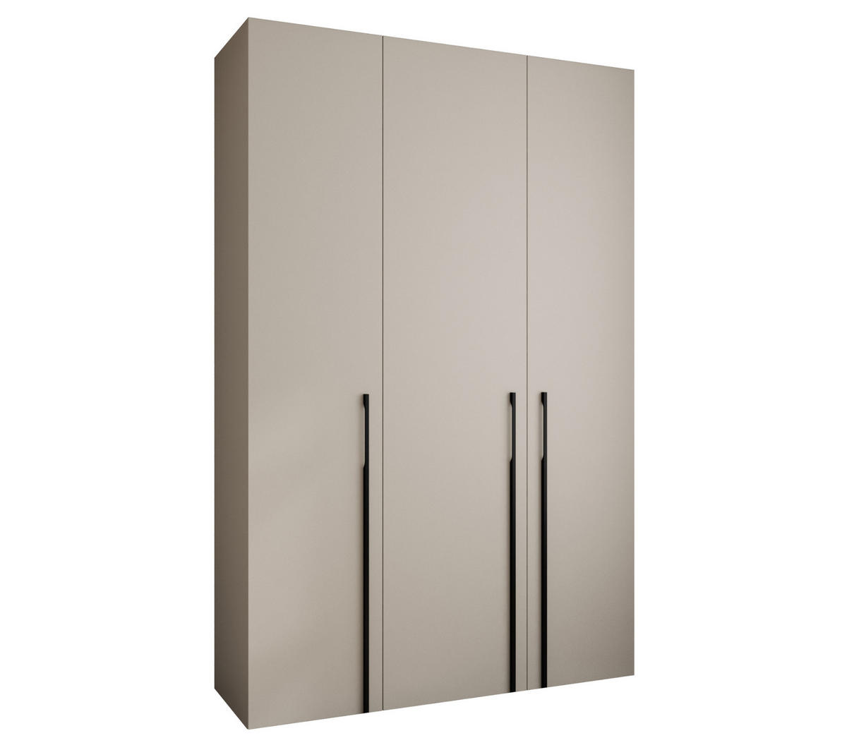 DREHTÜRENSCHRANK 245,5/160/50 3-türig - Kaschmir/Schwarz, Holz/Metall (160/245.5/50cm) - Abiks Möbel