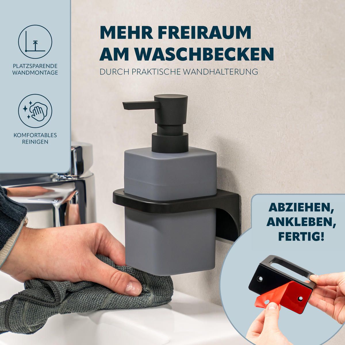 SEIFENSPENDER SAVONA Softtouch, grau, eckig - Grau, Kunststoff (9/15.5/10cm) - bremermann