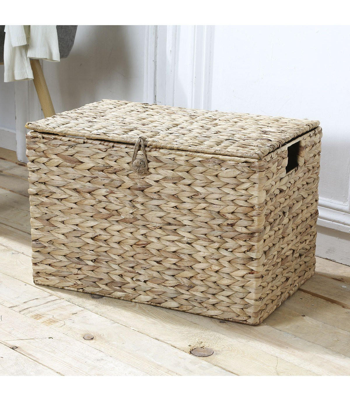 WASSERHYAZINTHEN-TRUHE mit Deckel 50/33/35 cm - Eichefarben, Naturmaterialen (35/33/70cm) - Calicosy