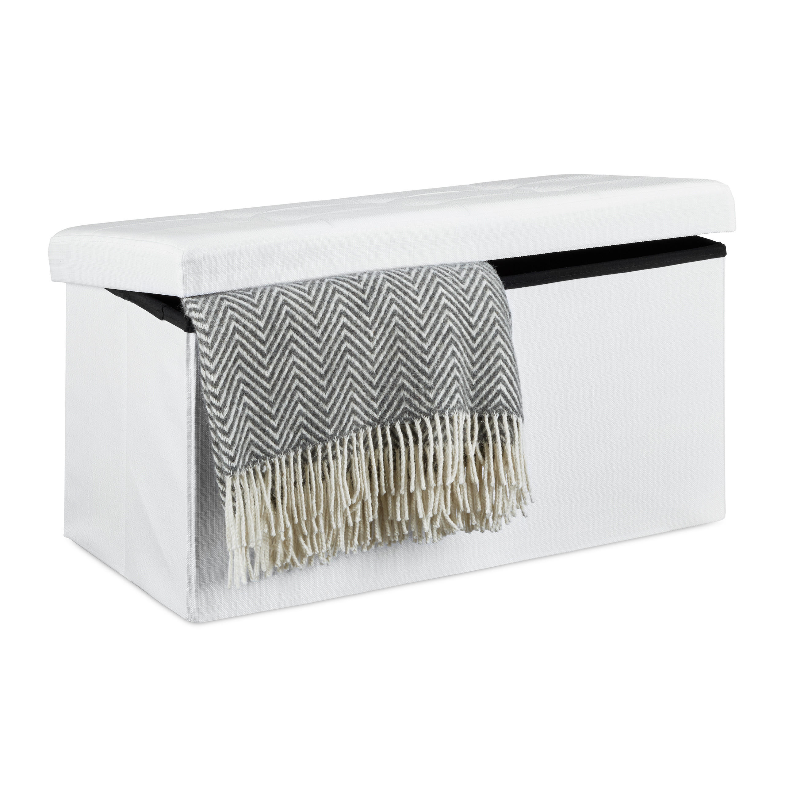 FALTBARE Sitzbank - Weiß, Holzwerkstoff/Textil (38/38/76cm) - Relaxdays