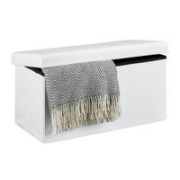 FALTBARE Sitzbank - Weiß, Holzwerkstoff/Textil (38/38/76cm) - Relaxdays