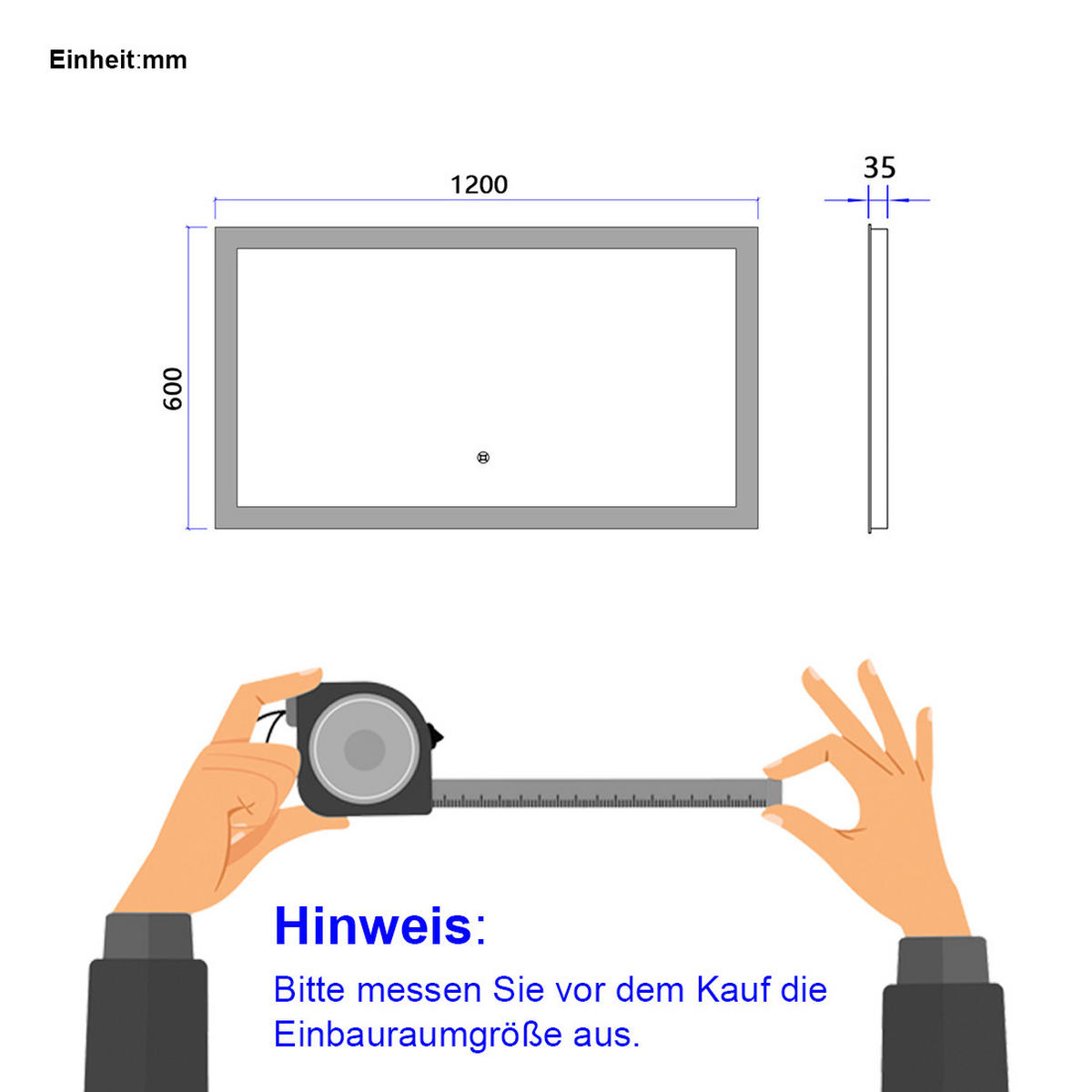 KOUPELNOVÉ ZRCADLO s dotykovým ovládáním a osvětlením, 120/60/3,5 cm - bílá, sklo (60/3.5/120cm) - EMKE