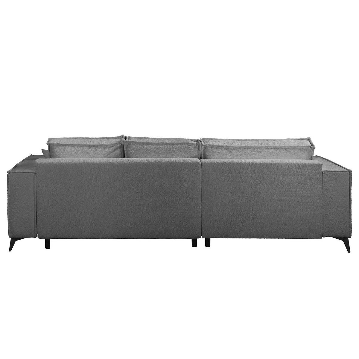 ECKSOFA mit Schlaffunktion - Silberfarben/Schwarz, Textil (294/185cm) - home24