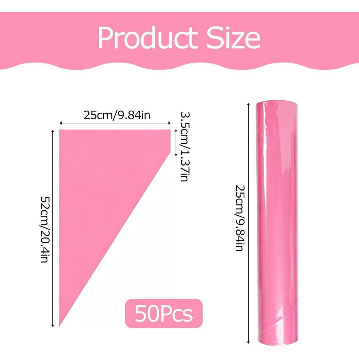 SPRITZBEUTEL Einweg 50 Stück Rosa 53 cm - Rosa, Kunststoff (25/3.5/52cm)