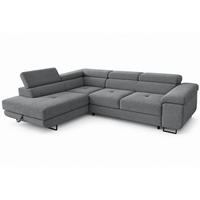ECKSOFA Gustaw L Links, Cordbezug, Schlaffunktion, Dunkelgrau - Dunkelgrau, Textil (275/205cm) - KS Home Concept