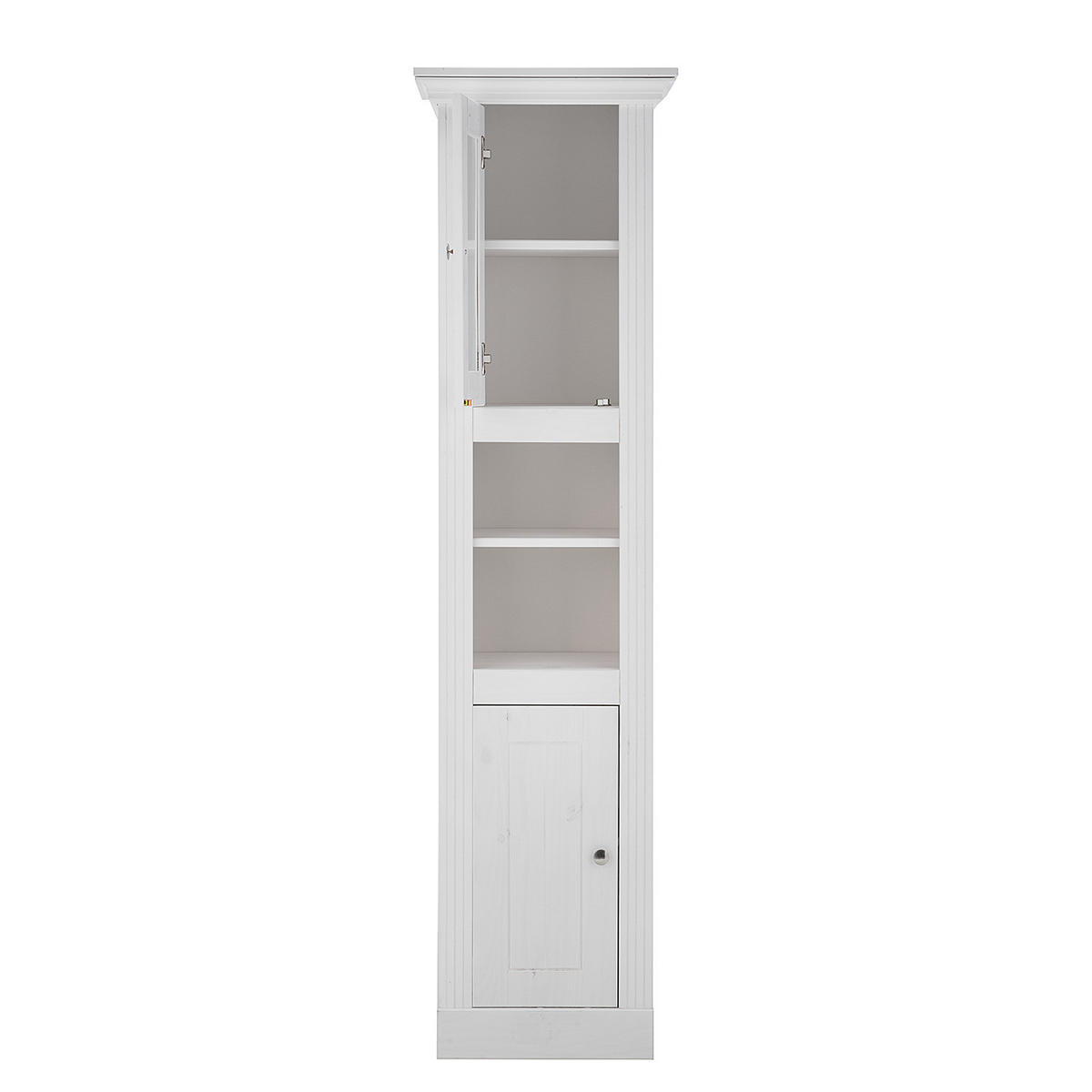 MASSIVER HOCHSCHRANK - Kiefer massiv - Silberfarben/Weiß, Holz/Metall (50/185/40cm) - home24