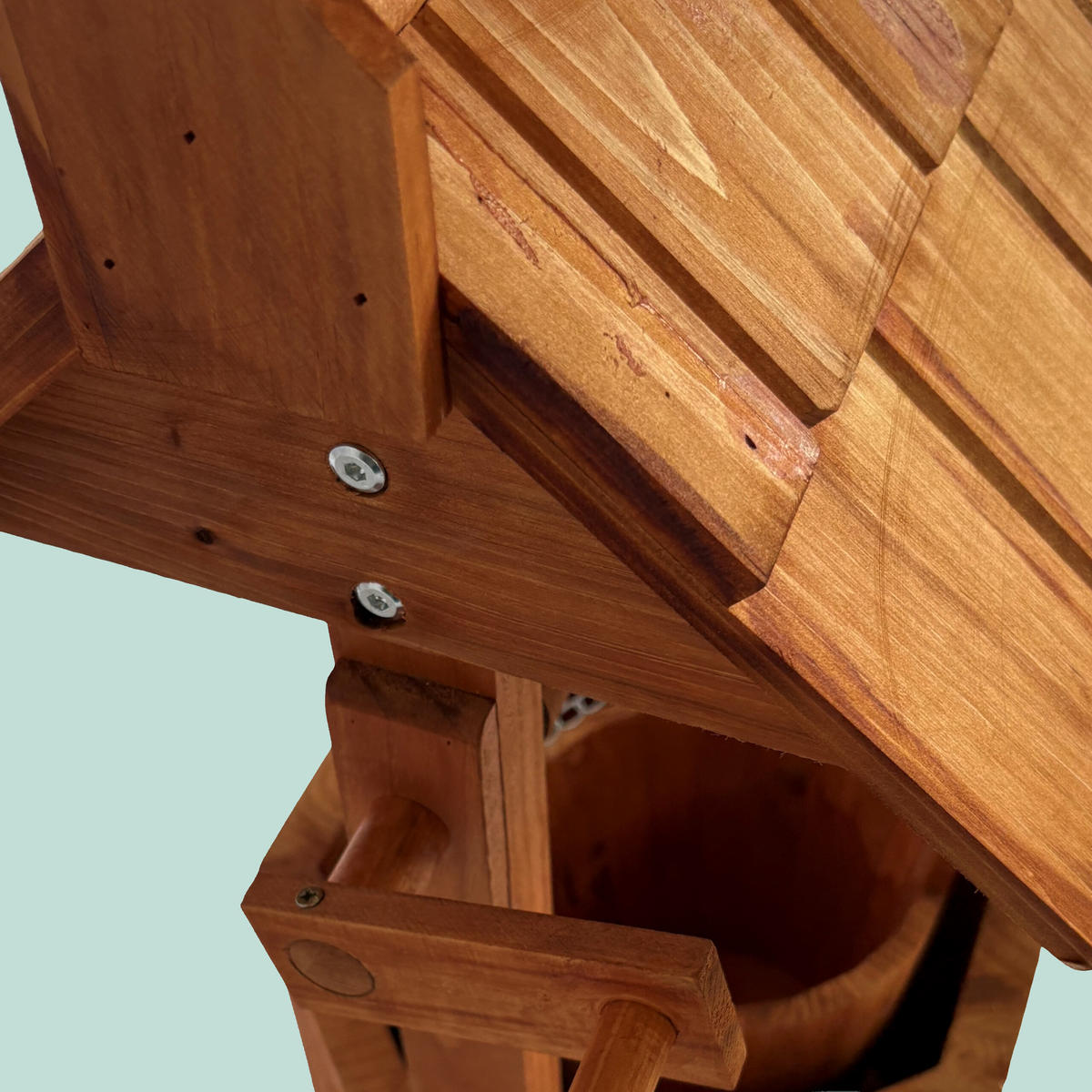 ZIERBRUNNEN - Orange, Holz/Metall (31/43/75cm) - Relaxdays