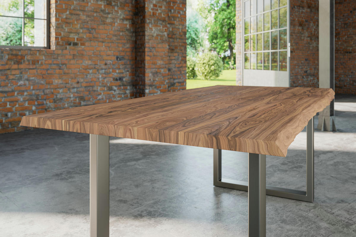 ESSTISCH LAUREN - Beige/Silberfarben, Holz/Metall (100/220/77cm) - SAM