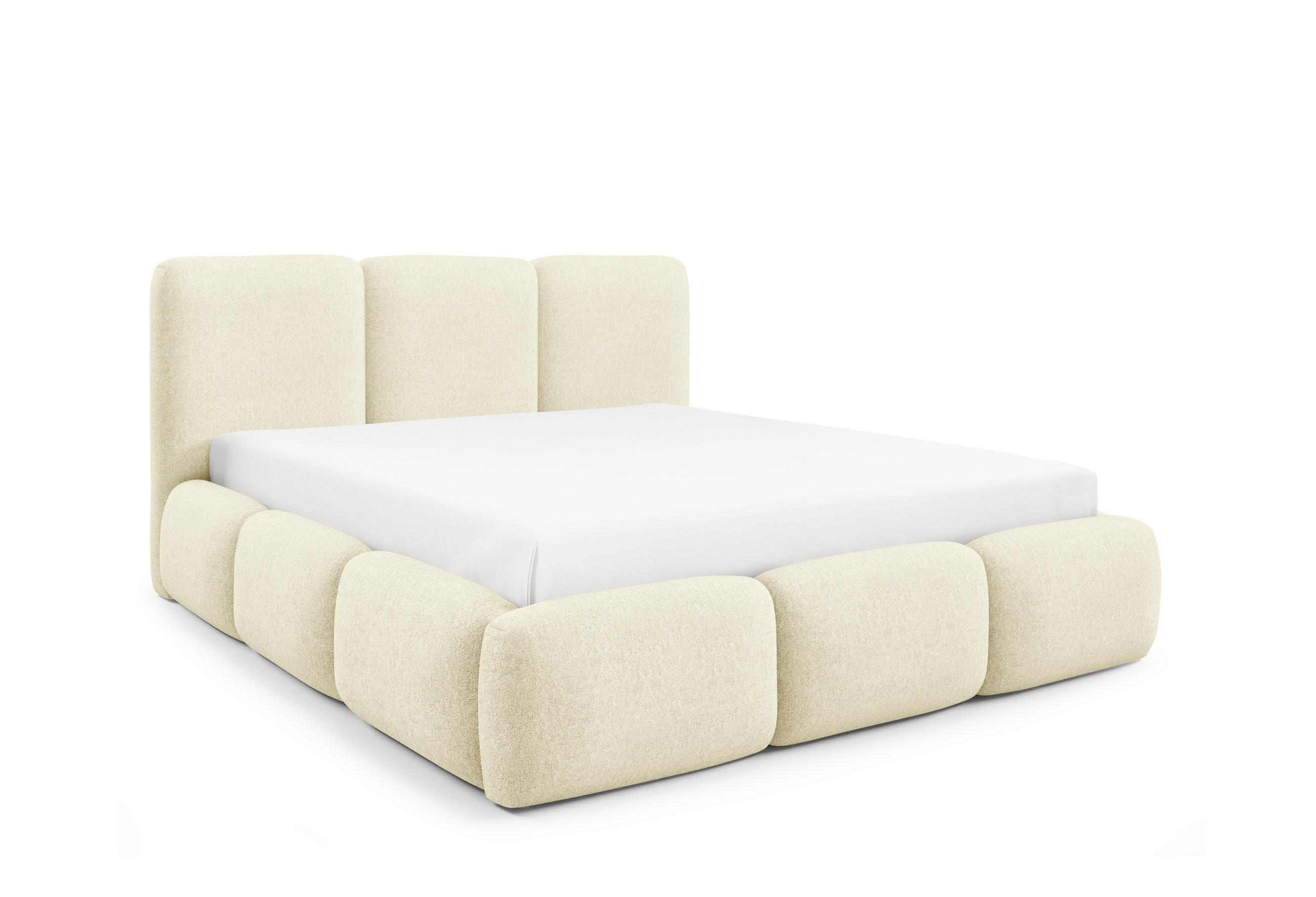 POLSTERBETT BOVA 180x200 cm mit Bettkasten,Lattenrost,Doppelbett,Boxspringbett-Optik-Creme - Creme, Holz (180/200cm) - Furnistar