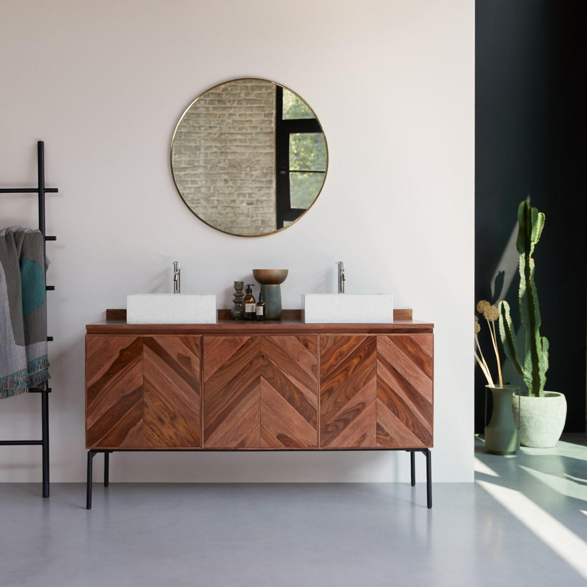 WASCHTISCHUNTERSCHRANK Ismaël Dunkelbraun aus Palisander - Dunkelbraun, Holz (155/83/57cm) - Tikamoon