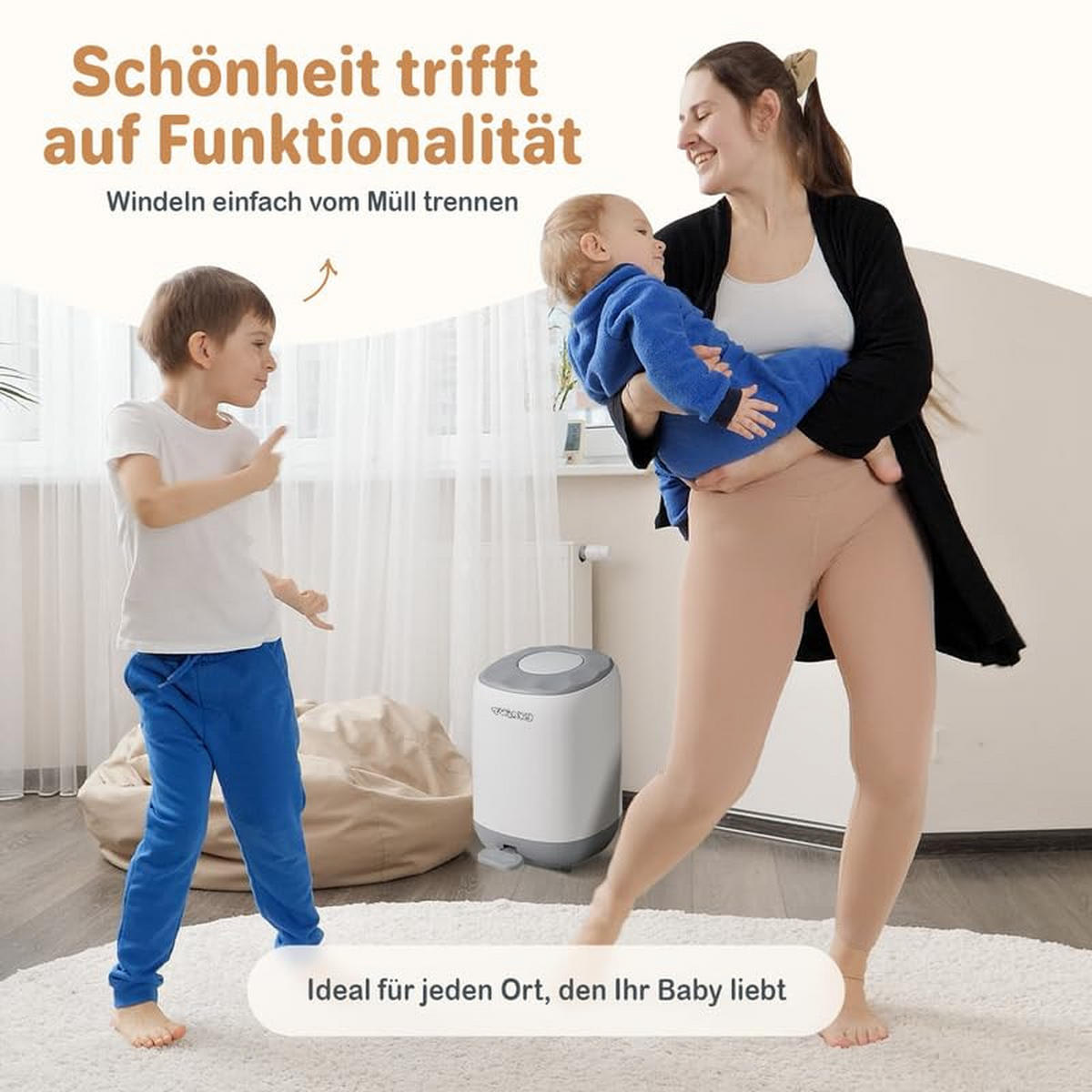 WINDELEIMER Geruchsdicht ohne Kassette Weiß und Grau - Weiß/Grau, Kunststoff (24/41/20cm) - Twinky