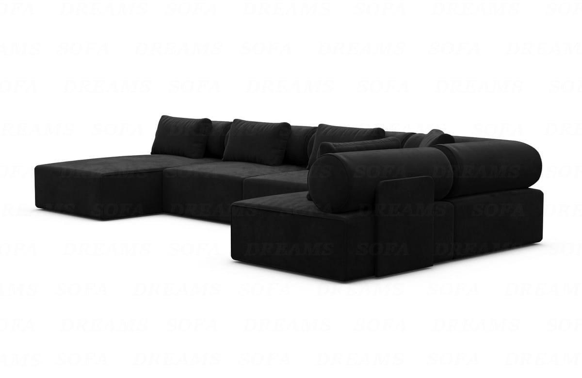 WOHNLANDSCHAFT Cipriani Schwarz Samtstoff - Schwarz, Kunststoff (400/77/200cm)