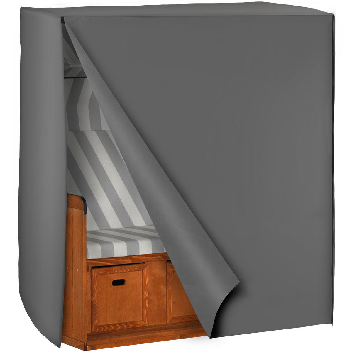 SCHUTZHÜLLE für Strandkorb, 120 x 80 x 145 cm,grau - Grau, Kunststoff (80/145/120cm) - tectake