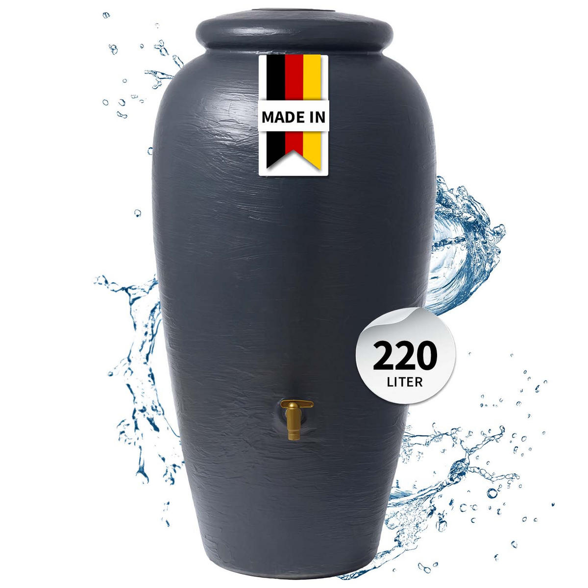 REGENTONNE 220 L, graphite grey - Grau, Kunststoff (59/118/60cm) - 4rain