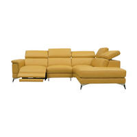 ECKSOFA Planet Echtleder mit 1 x Relaxfunktion Senfgelb - Gelb, Leder/Metall (256/232cm)