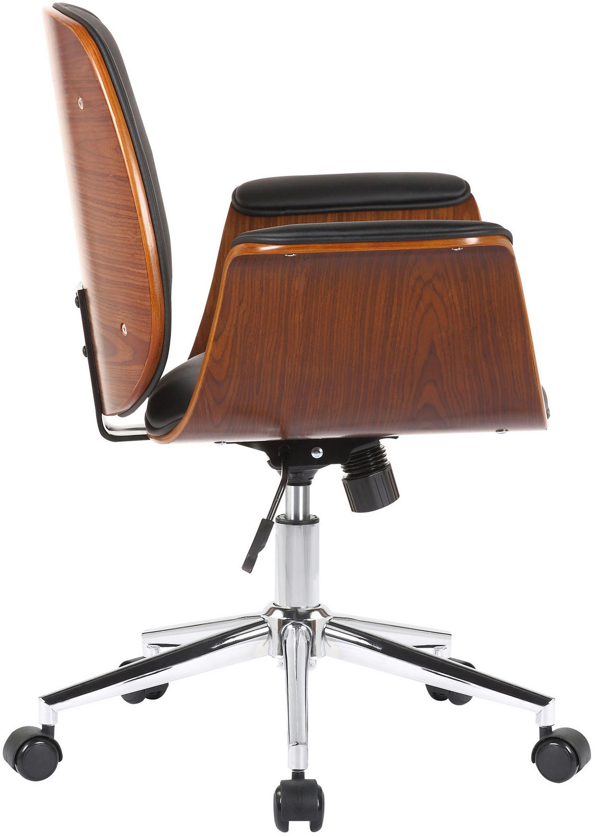BÜROSTUHL Keegan, Kunstleder Walnuss/Schwarz - Schwarz, Textil/Metall (69/90/62cm) - TPFLiving