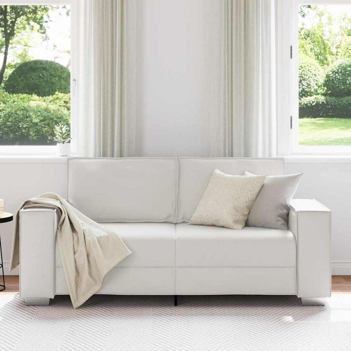ZWEISITZER-SOFA Weiss 180 Cm Kunstleder - Weiß, Leder (78/84/180cm) - vidaXL