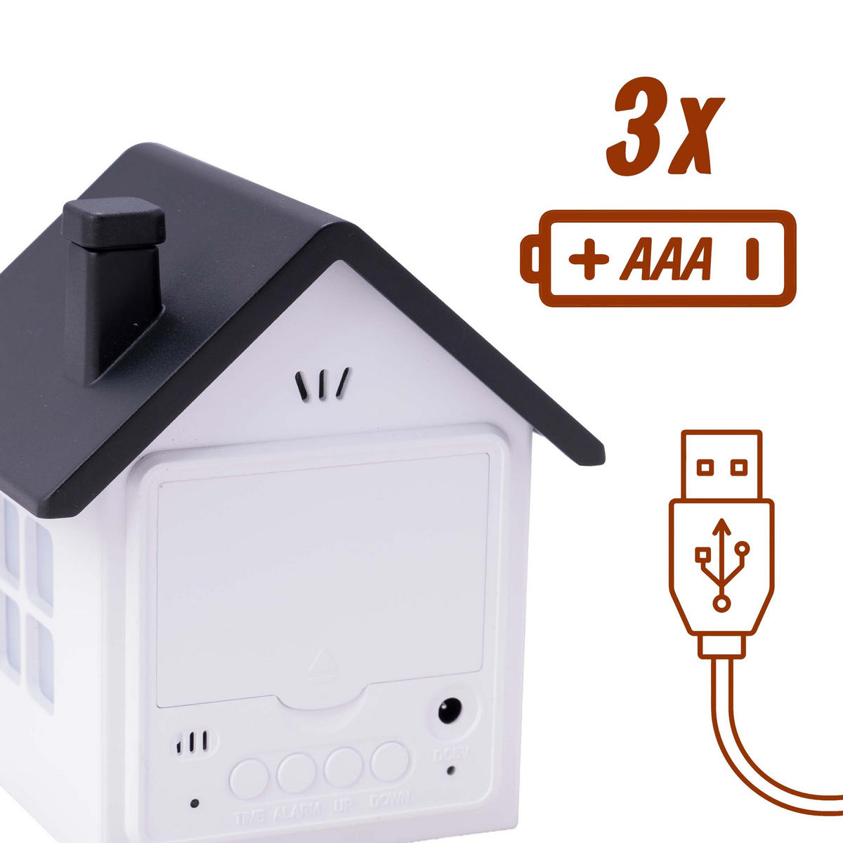 VÄCKARKLOCKA vit grå digital bakgrundsbelysning snooze - Vit, Glas/Plast (9/9.5/7.5cm) - Relaxdays