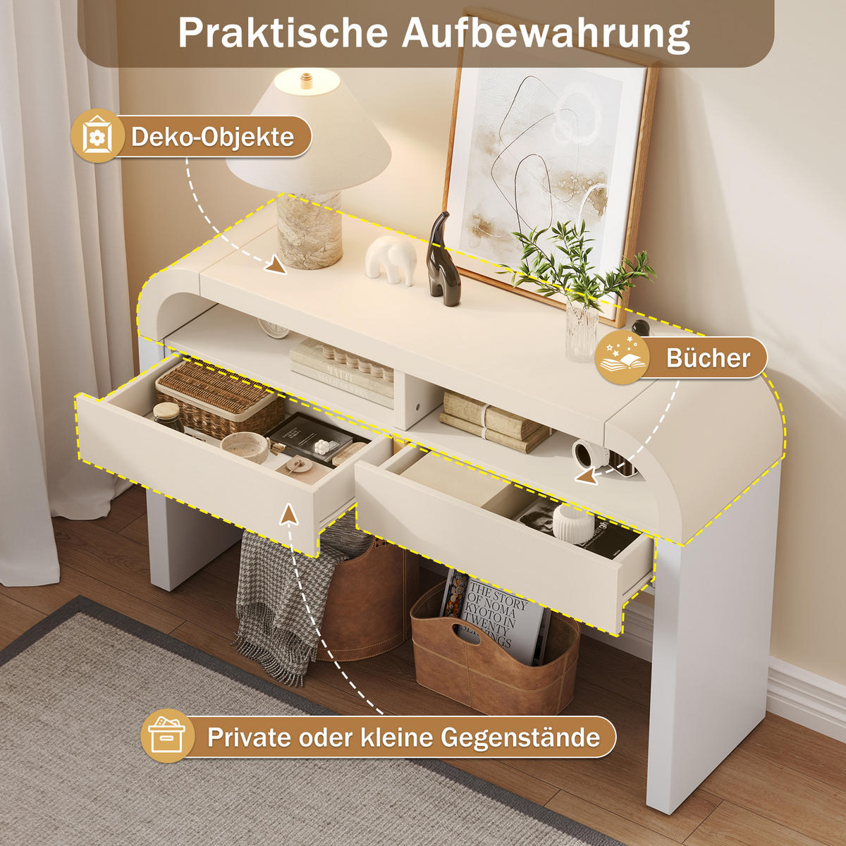 KONSOLENTISCH Weiß 120/35,5/76,5 cm - Weiß, Holzwerkstoff (35.5/120/76.5cm) - PANGIVO