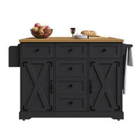 KÜCHENINSEL Schwarz 147/44-70/93 cm - Schwarz, Holzwerkstoff (147/93/44cm) - PANGIVO
