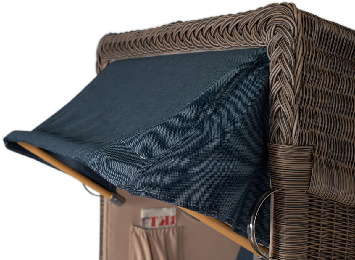 STRANDKORB Komplettset: Ammersee Single Teak Bullauge - PE grau - Modell 593 - Grau, Holz/Kunststoff (96/165/80cm) - bene living