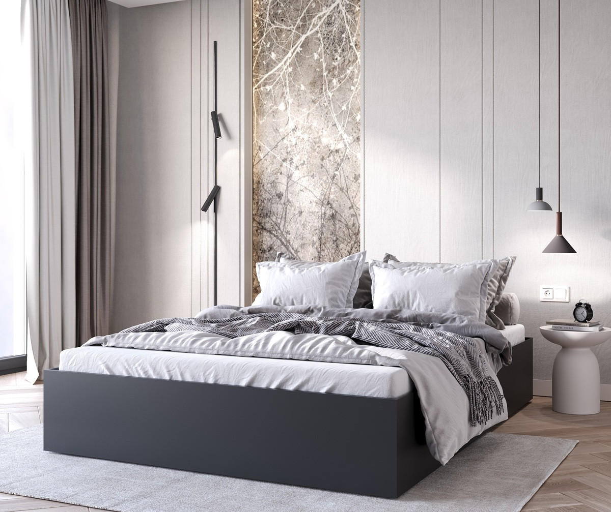 BETT Schwarz MOND Mit Bettkasten 120x200 cm - Schwarz, Textil (120/200cm) - Sepro Meble