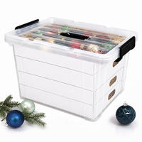 ÚLOŽNÁKRABICE Transparentní 55 l s přihrádkami - průhledná, plast/vlnitá lepenka (51/32.5/38.5cm) - Relaxdays