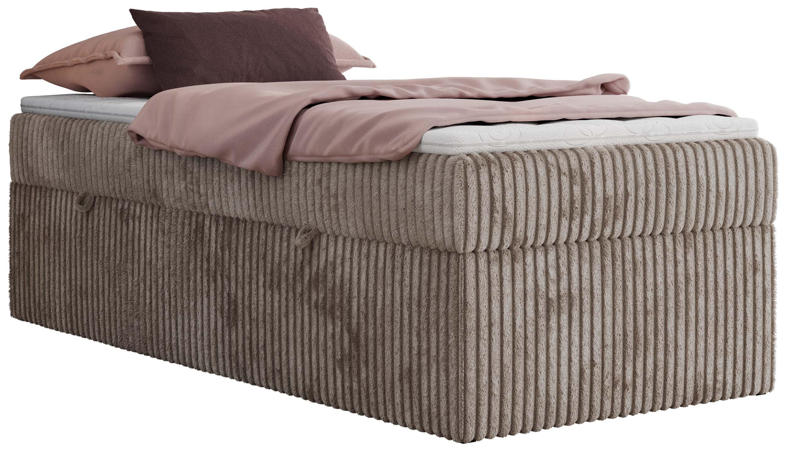 BOXBETT ZERO 90/200 - Hellbraun Cord - H4 - Topper Visco - Hellbraun, Textil (90/200cm) - MKS