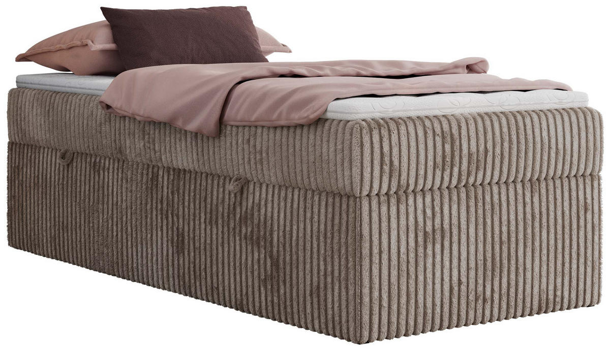 BOXBETT ZERO 90/200 - Hellbraun Cord - H4 - Topper Visco - Hellbraun, Textil (90/200cm) - MKS