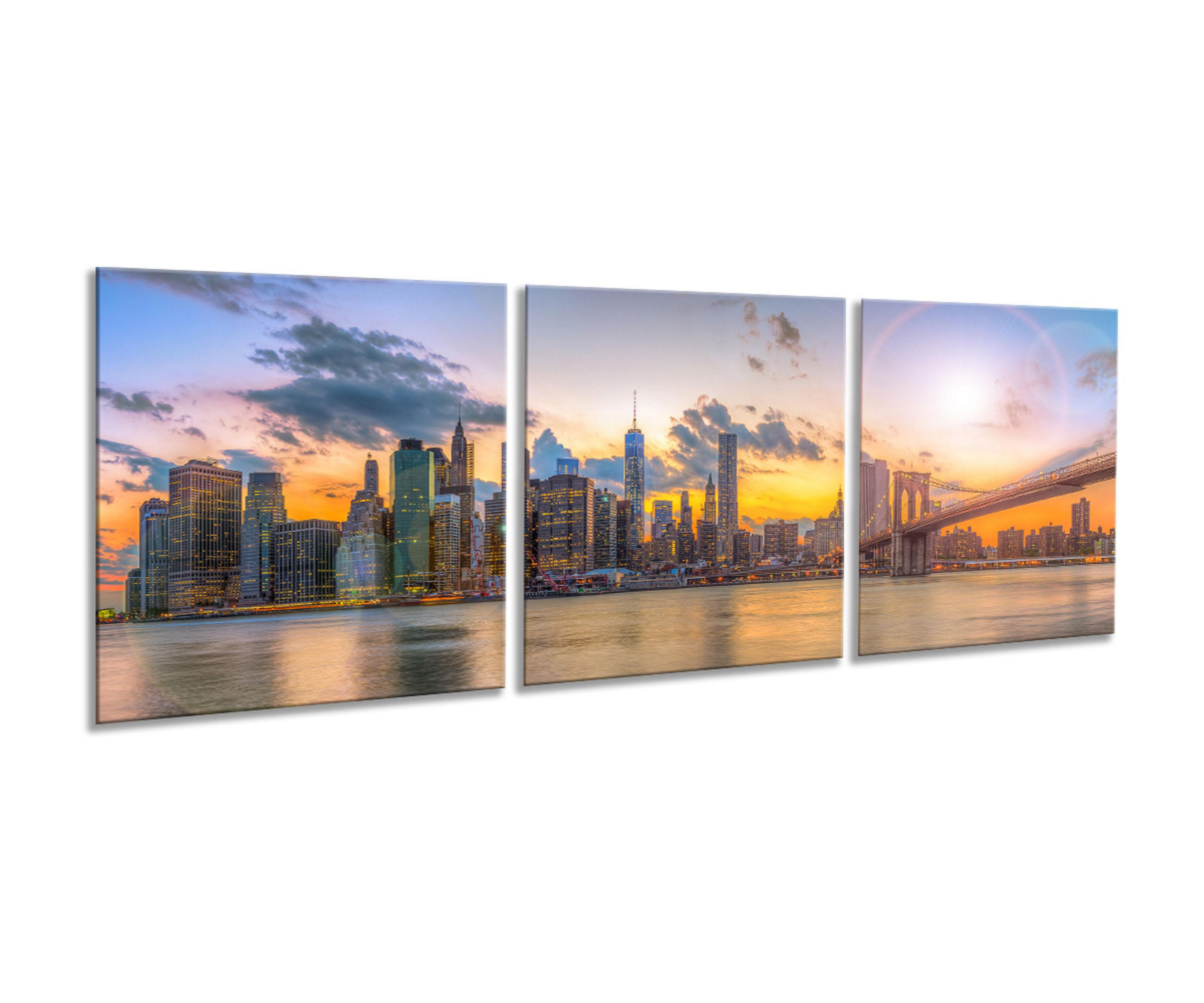 BILDER-SET aus Glas je 50x50 cm New York Skyline - Anthrazit, Glas (150/50cm) - artissimo